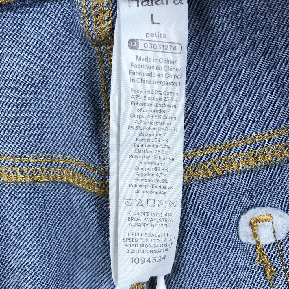 Halara Flex Denim Jeans Womens 14 Petite Blue Med Wash High Rise Wide Leg - Picture 13 of 14